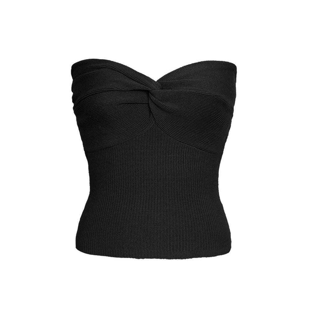 Women's Knitted Pit Strip Twisted strapless Tight Top with Tank Top Undercover